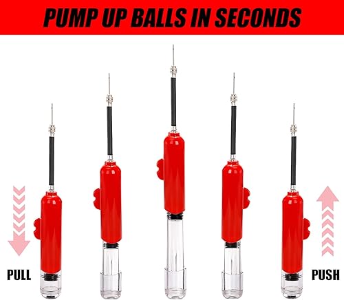Miniatura 6 de Lawei Bomba de bola con manómetro, pelota deportiva de doble acción bomba compacta con agujas y boquillas, bombas de mano de aire portátiles para