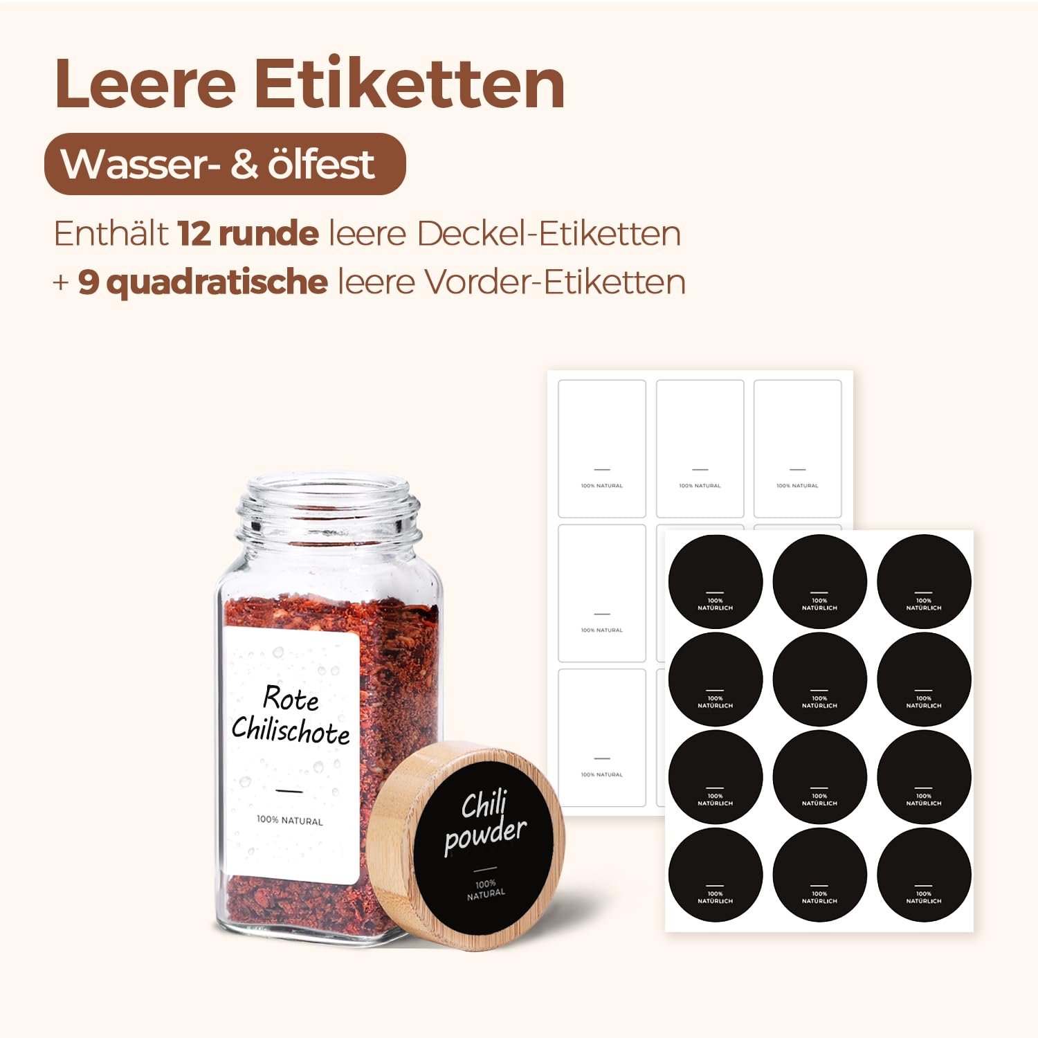 ComSaf pot à épices en verre 120 ml lot de 6 avec étiquettes lisibles, pot épices verre pour familles et amateurs de cuisine, adapté aux tiroirs et placards pour garder les épices bien organisées