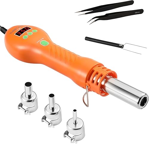 Estación de retrabajo de aire caliente 8028, pistola de calor digital de desoldadura de retrabajo SMD portátil con boquillas, conversión de CF