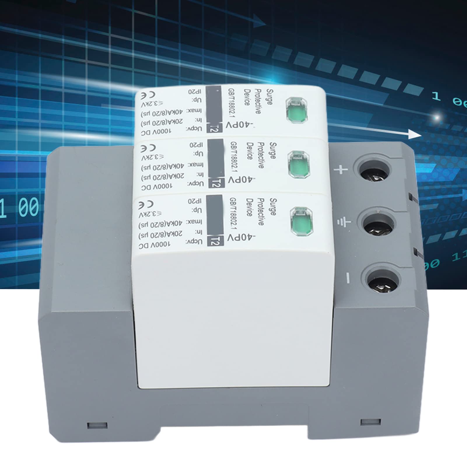 CHLT-40PV Voltage Surge Arrester Device 1000V DC 3P House Low Voltage Protector Device 20?40KA Photovoltaic Thunder Protector for DC Power System