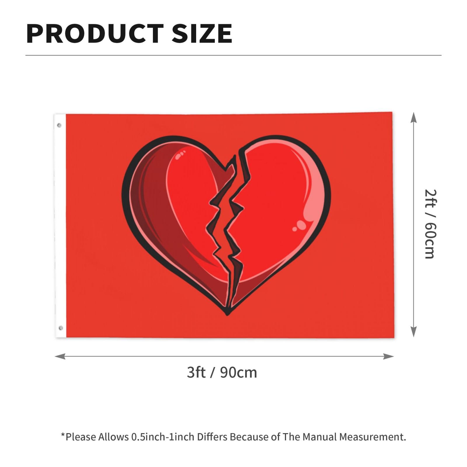 Amazon.com : Romantic Red Broken Heart Flag 2x3 Ft Double-Sided