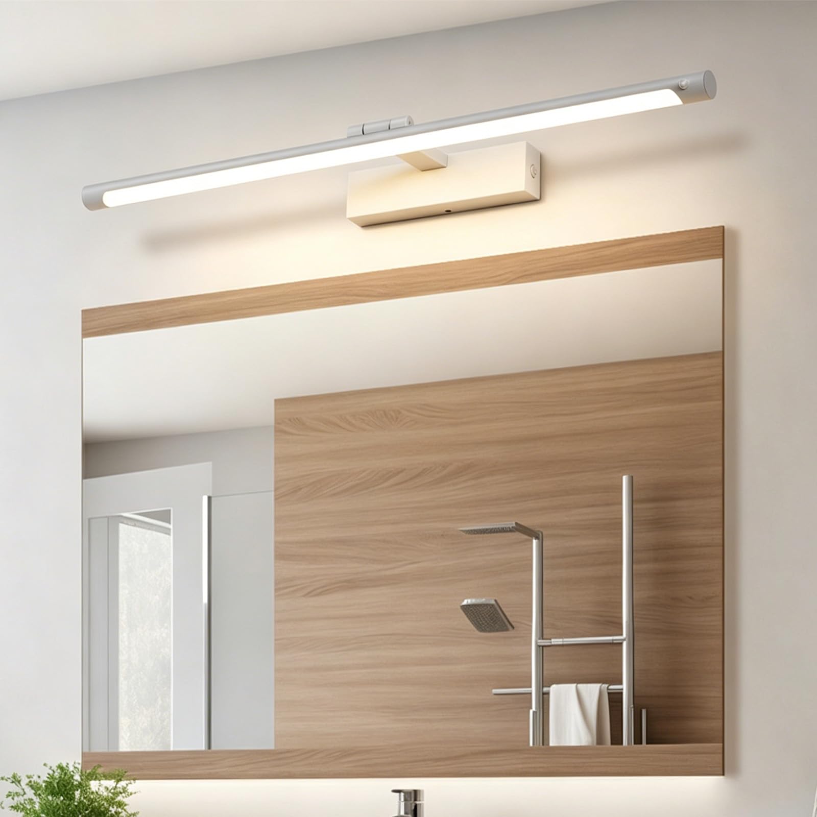 LED Lámpara de Espejo Baño Giratorio Apliques de Pared con Sensor de Movimiento Moderno Iluminación de Pared con Interruptor Cuadros Maquillaje Sala de Estar Dormitorio (Luz Cálida Plateada,50cm)
