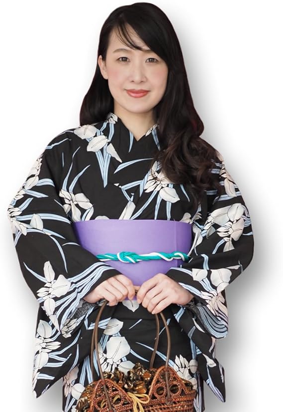 Amazon 浴衣 レディース 女性浴衣 単品 浴衣単品 ゆかた ユカタ 大人 大人浴衣 黒 ブラック 菖蒲 あやめ アヤメ 花 上品 F あやめのわるつ 浴衣 通販