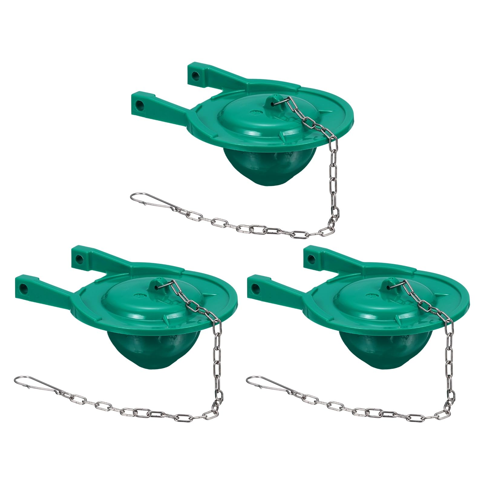 sourcing map 3 Pcs Toilet Stopper Flapper, Toilet Flapper Replacement PVC Seal Flappers with Stainless Steel Chain, Universal Fit for Most 3 Inch Toilet Tank Flush Valves, Green