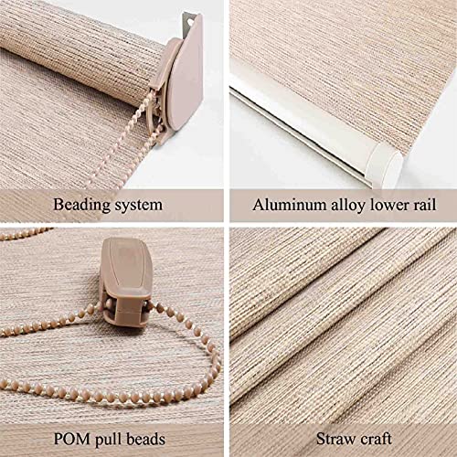 Guowei Chinese Style Light Filtering Roller Shade, Imitation Linen Fabric Decorative Blinds, Used For Tea Room Uv Protection Window Drapes, Customizable (Color : A, Size : 80(W) X200(H) Cm) #TOP2