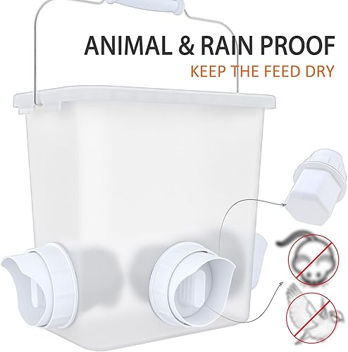 Miniatura 10 de Alimentador de pollo automático grande y Waterer Set Colgando Pollo Alimentador de agua de aves de corral Cubo de alimentación