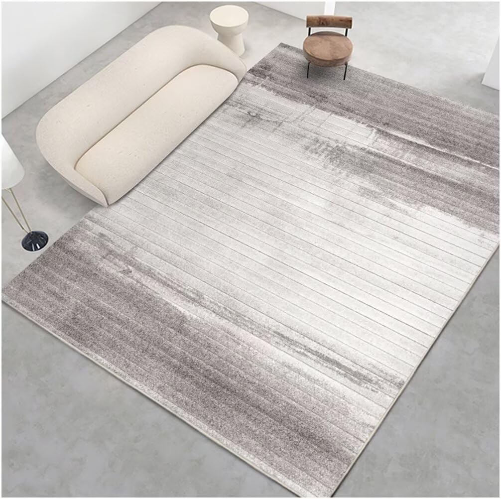 Tapis de sol à rayures gris 140x180 cm lavable pour éliminer les taches facilement