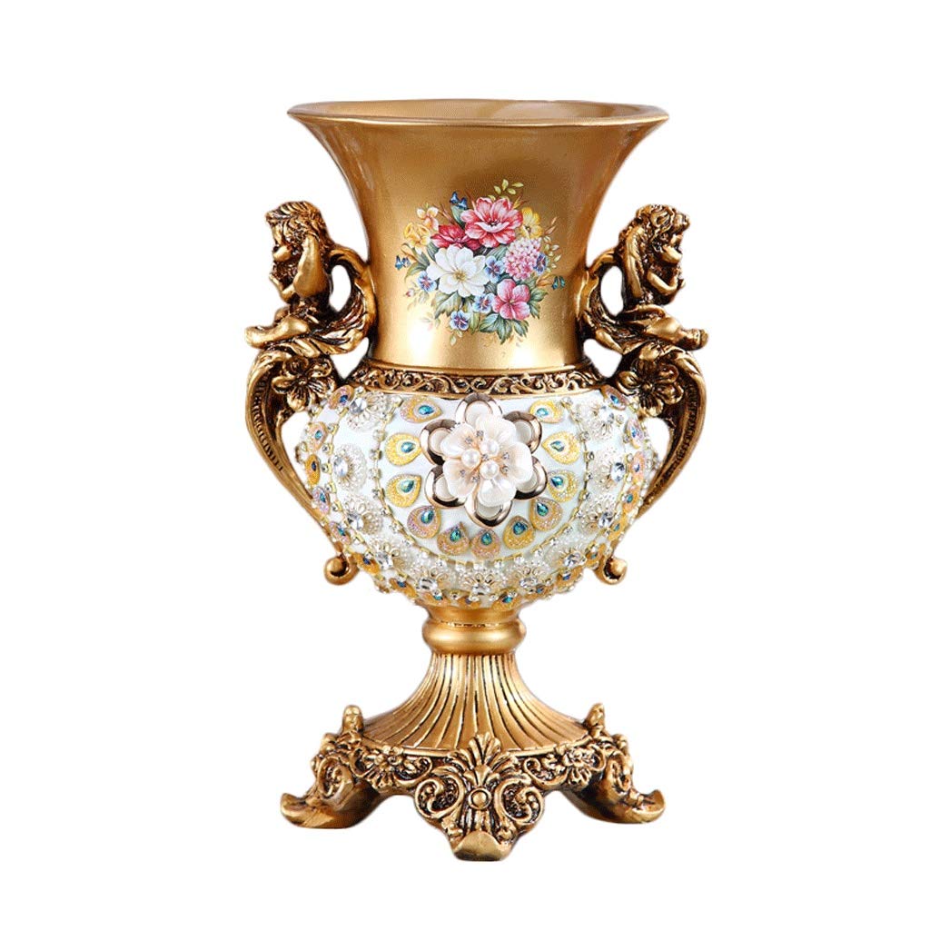 SnamicE European Light Luxury Resin Vase Decoration Living Room Dining Table Flower Arrangement Art Vase Home Tv Cabinet Creative Dried Flower Flower Porch Wine Cabinet Crafts,