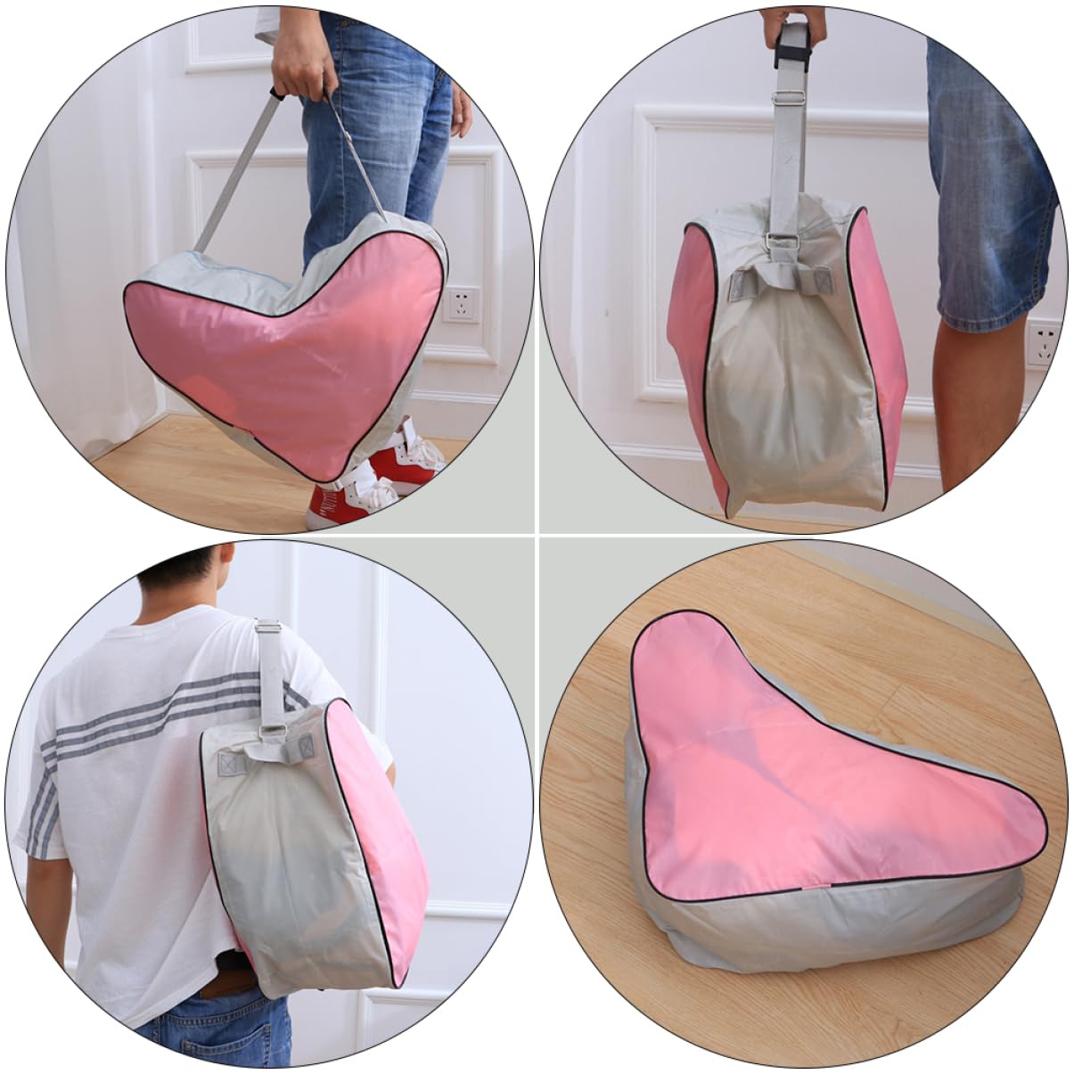 Bolsa para Patines Triangular Rosa de 2 Piezas en Oxford