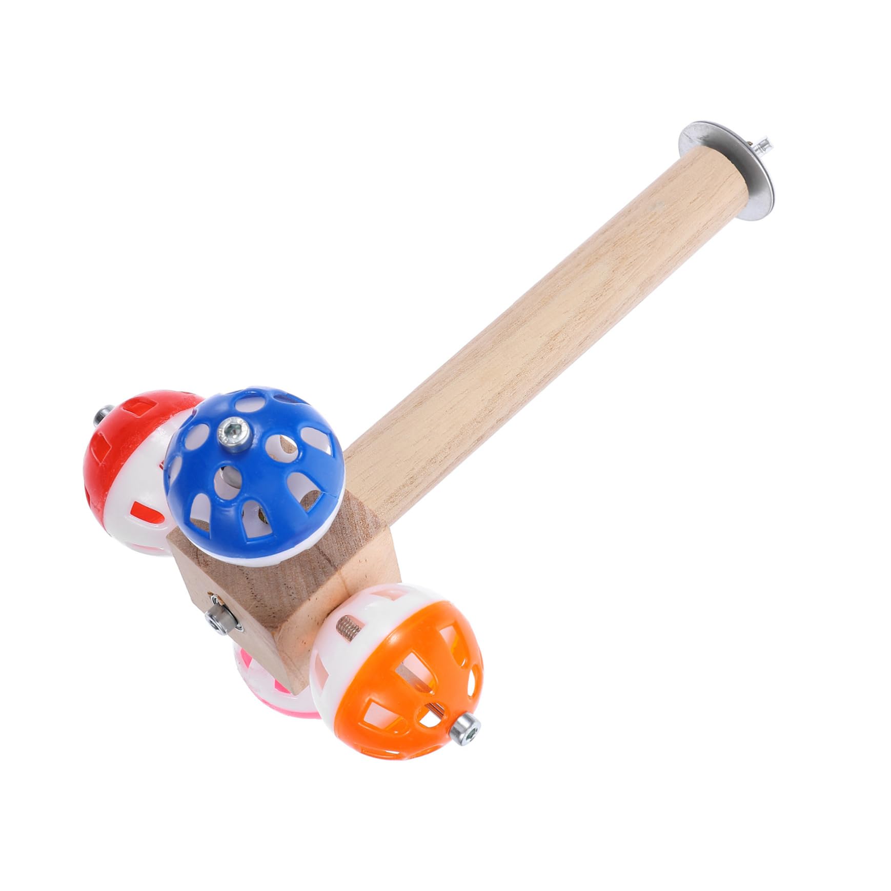 VANZACK 4piezas Percha para Aves con Bola Giratoria Juguete para Periquitos Accesorio De Jaula Barra De Madera Estación para Aves Pequeñas Fácil De Instalar y Limpiar Mejora El