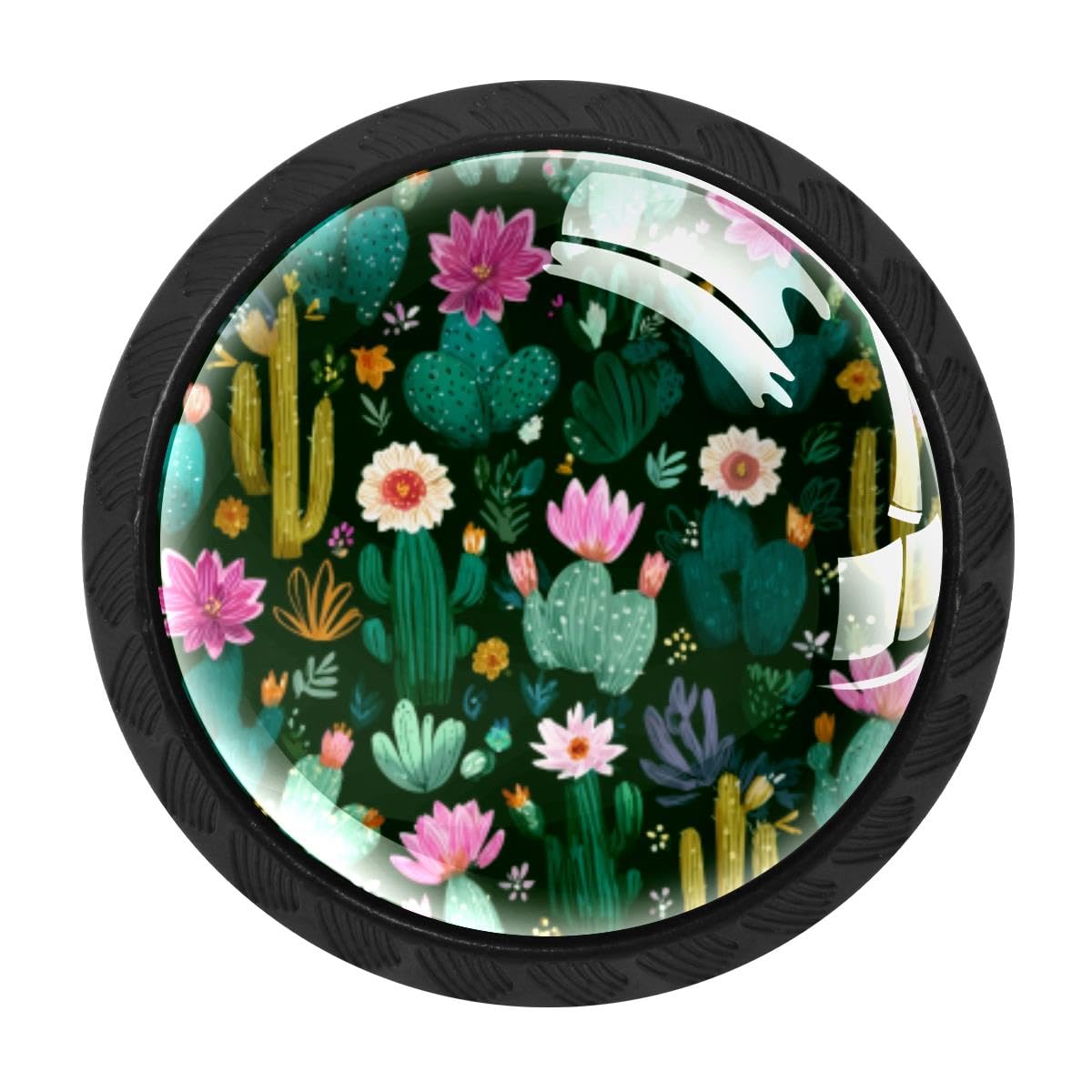 Heoeh Multi 10 4 Pcs Kitchen Cabinet Knobs, Cactus Flowers Drawer Knobs Dresser Handles