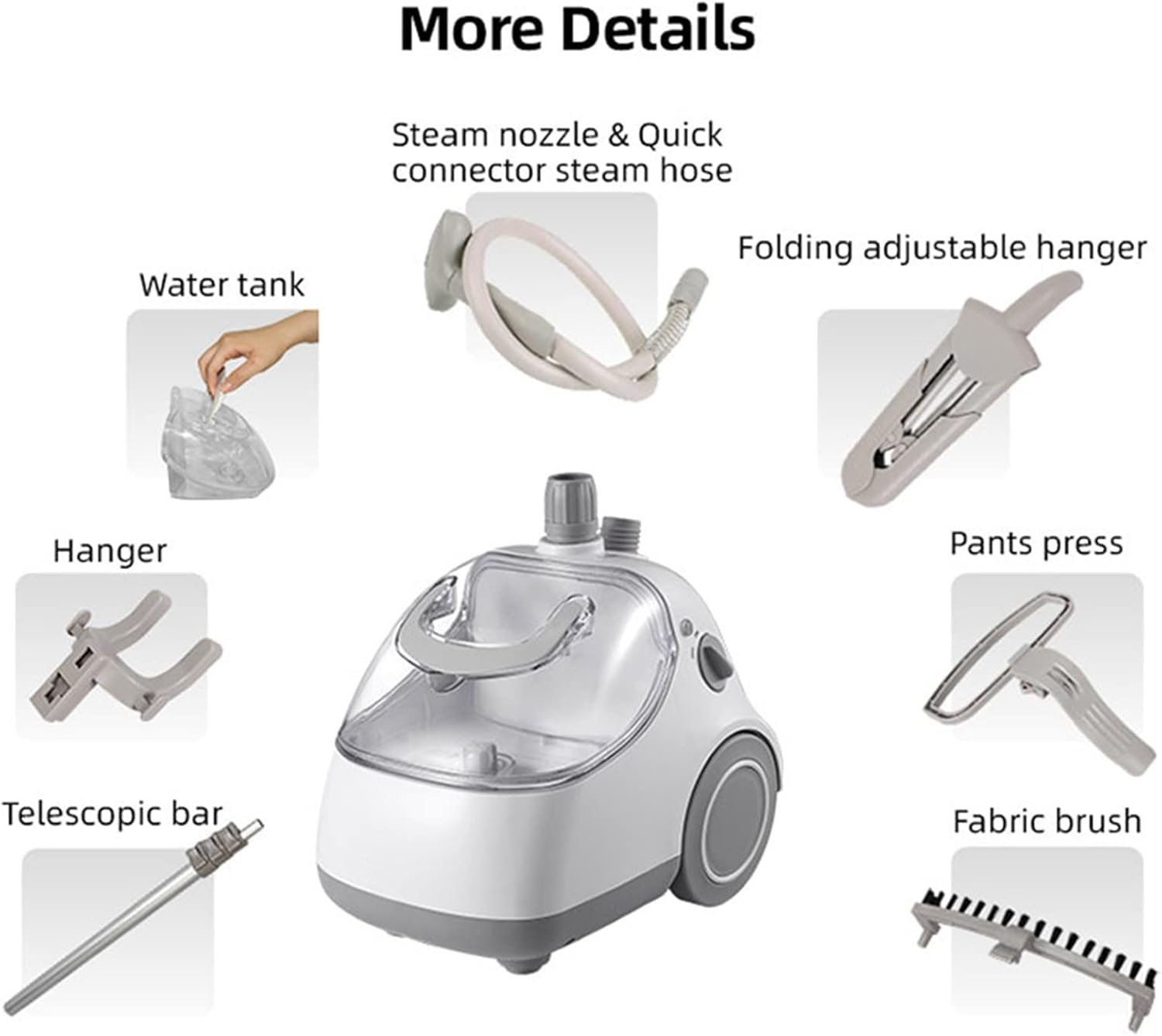 1500 W Garment Steamer with 98° Temperature Steam Steamer Clothing Release Wrinkles in No Time Clothes Steamer with 30G/Min Steam Flow