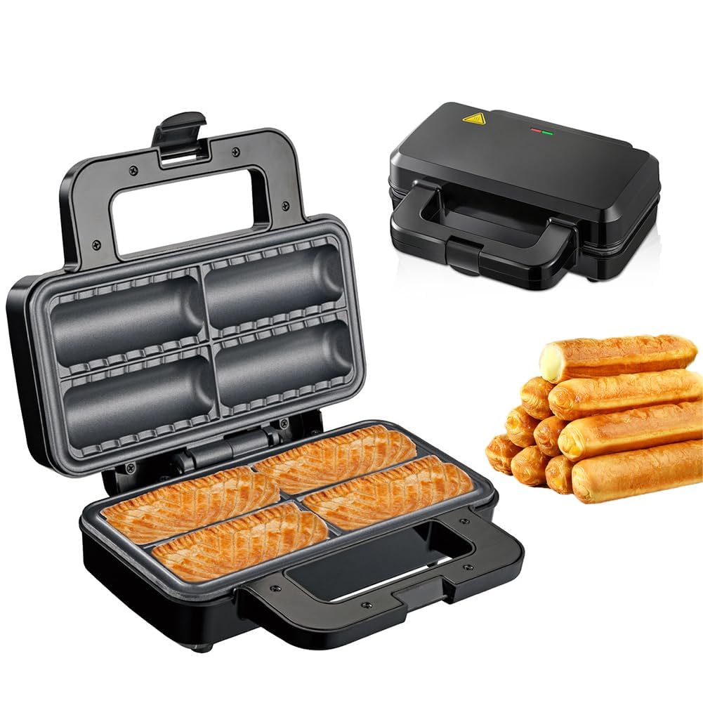 Maszyna do rogalików z kiełbasą i corn dogów 800W, 4-częściowa | Przygotowuje roladki z kiełbasą, corn dogi, gofrowe patyczki i parówki w cieście. Idealne na rodzinne śniadania