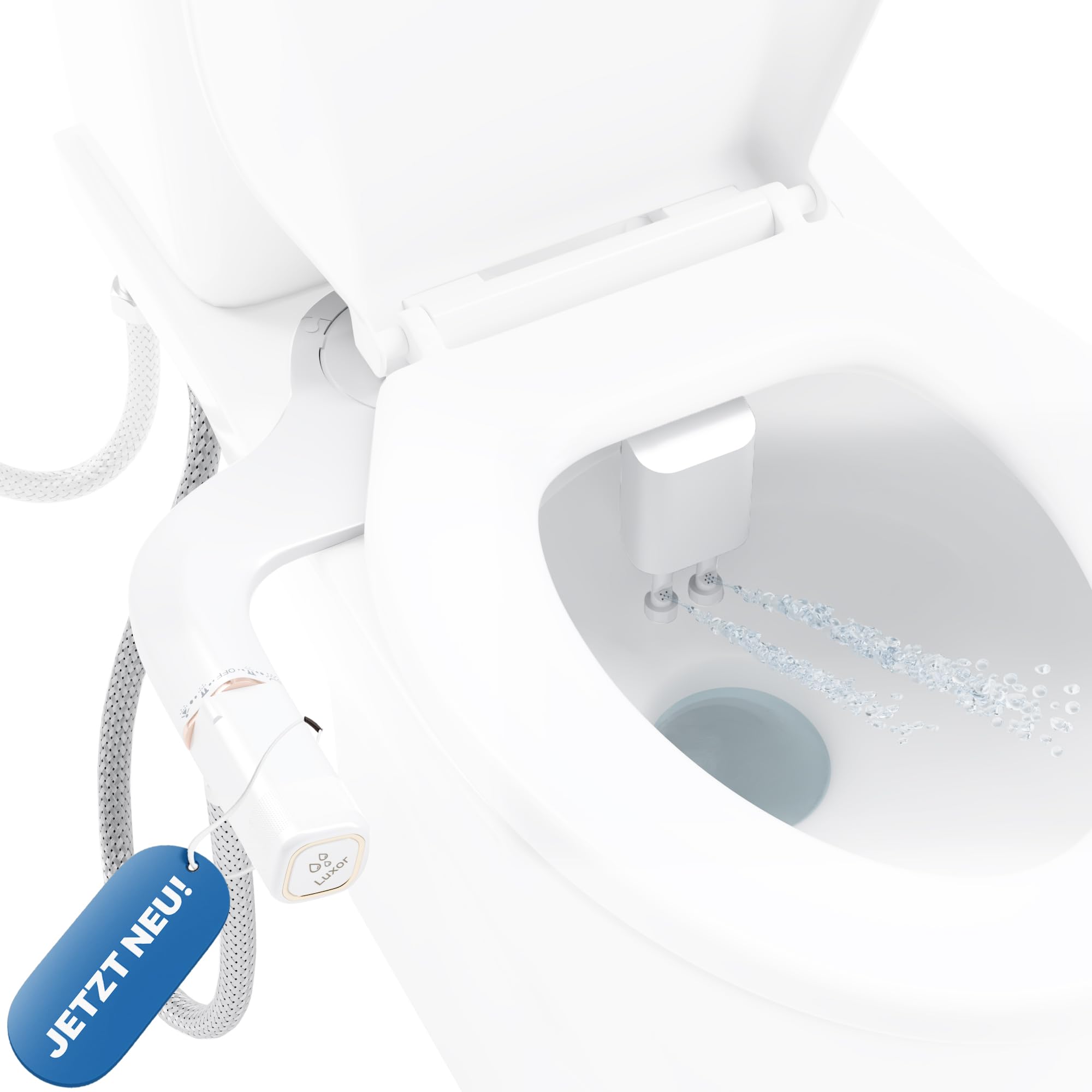 Luxor Insert de bidet pour les toilettes – Embout WC pour adultes avec double buse [femmes et hommes] | Pression d'eau réglable et montage facile | Nettoyage hygiénique enfin grâce à la douche de