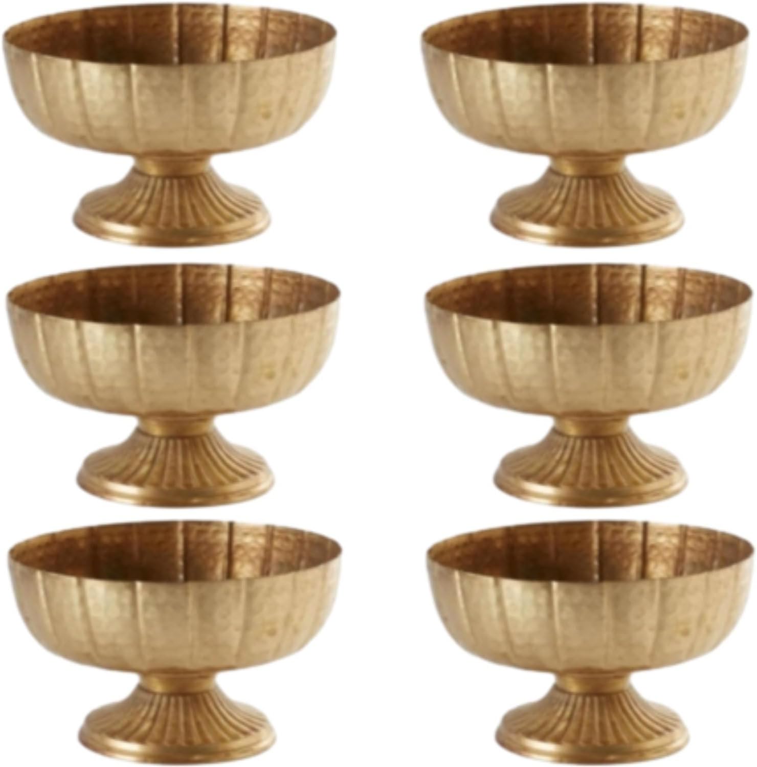 6 Pcs Distressed Gold Metal Compote Bowl Compote Vase Centerpieces for Table Pedestal Vase for Wedding Birthday Party Anniversary Indoor Outdoor Activity, 8" Diameter (Distressed Gold) Gold 6