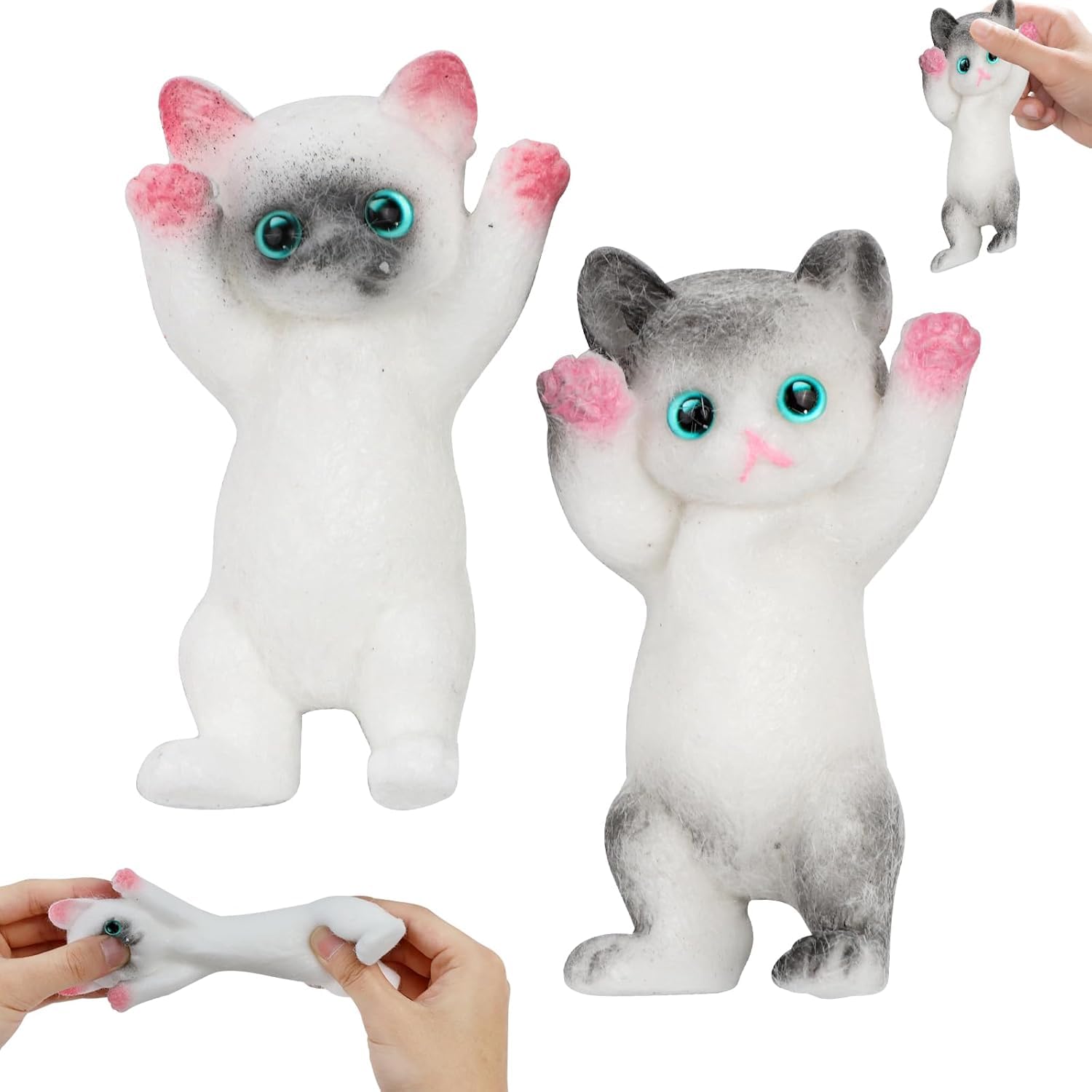 Giocattolo Antistress Zampa Di Gatto Squeeze, In TPR, Bianco E Rosa, 2,5x2x1,5 Cm, Per Bambini E Adulti