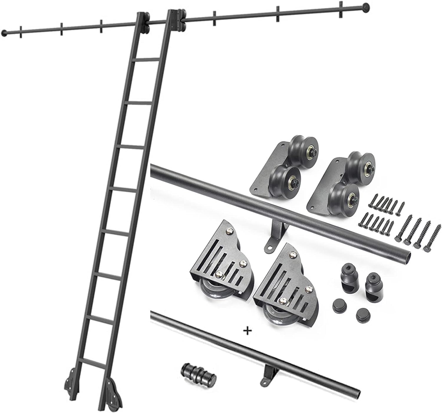 Échelle de bibliothèque roulante kit quincaillerie au sol pour ranger le loft avec style