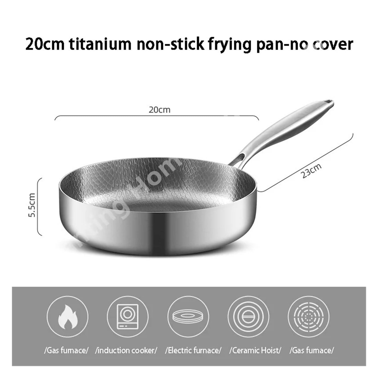 poele inox Poêle à frire en acier inoxydable, wok antiadhésif, casserole non revêtue, poêle steak, cuisinière induction, gaz, ustensiles de cuisine(20cm)