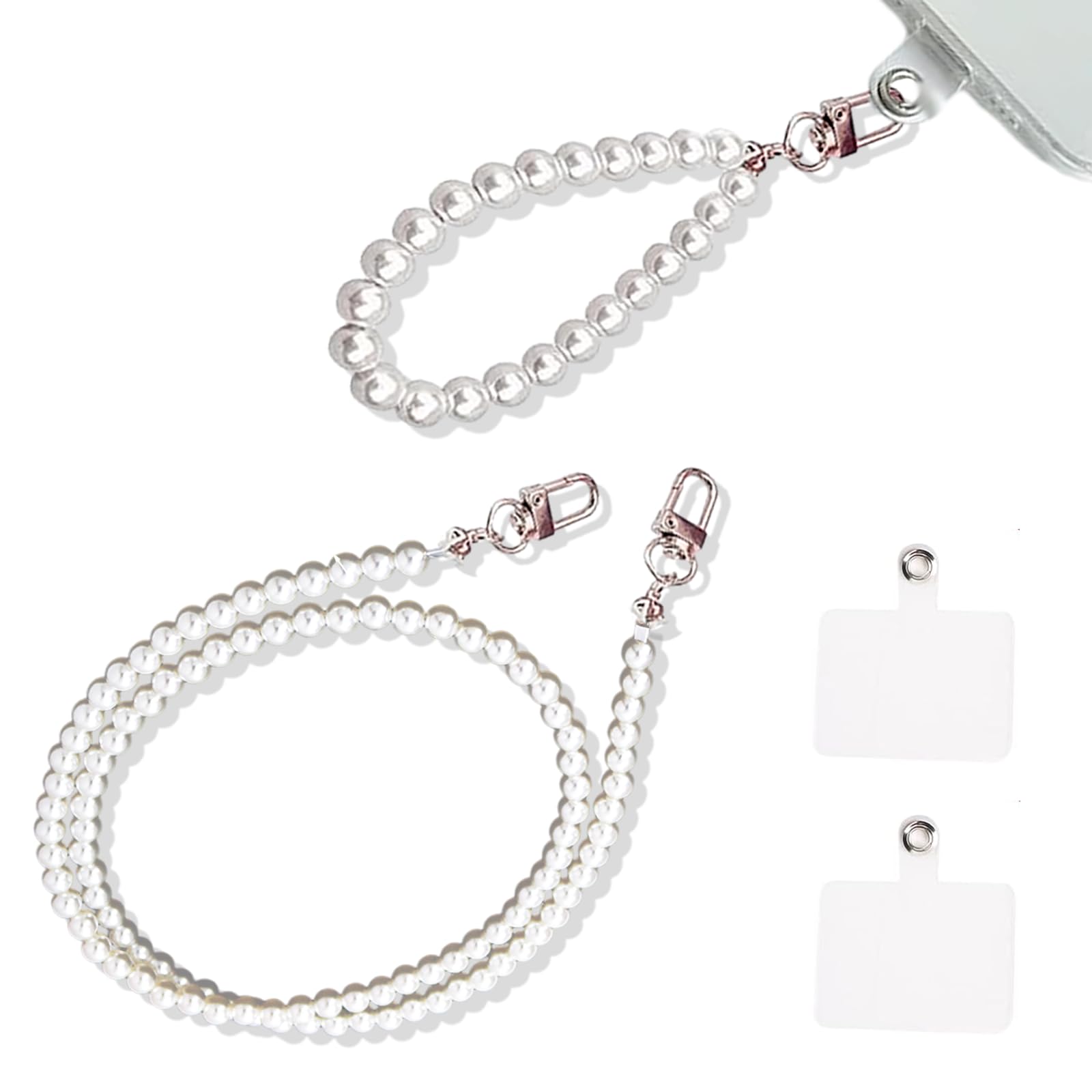 Cordino Perle Per Cellulare - 24 Cm, Con Patch Universale, Regalo Per Donne - Foto 2