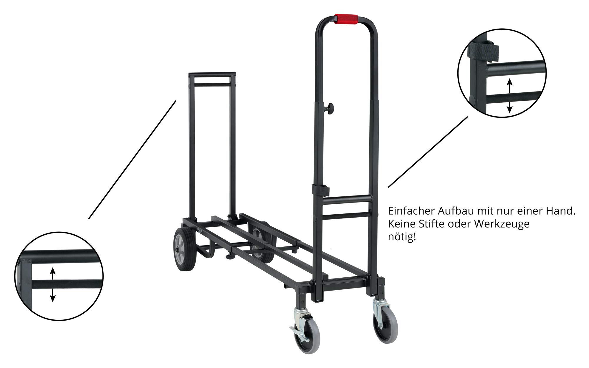 Stagecaptain Sherpa SCS-80 MKII Carro de Transporte (Mega Cart), 5 cm | Largo (superficie de carga útil): 73 cm - 120 cm, Altura: 116 cm, Ancho superficie de carga: 32 cm, Ancho con ruedas: 47 cm