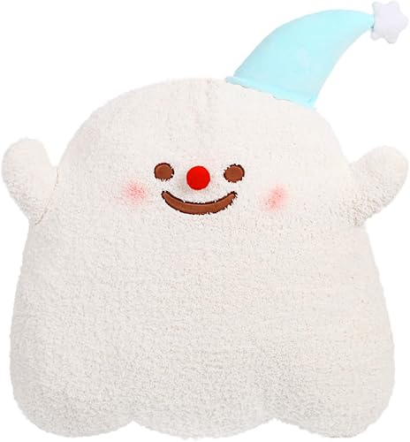 ARELUX Bonita almohada de felpa de fantasma, suave fantasma de nieve azul de peluche, muñeco kawaii, divertido regalo de decoración de habitación