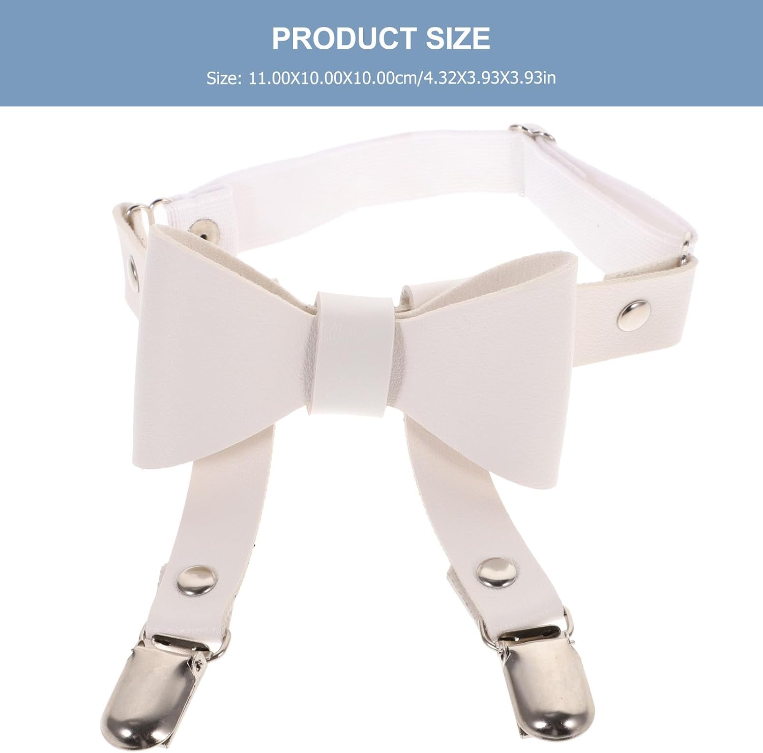Vaguelly Adjustable Bowknot Leg with Clips White PU Leather
