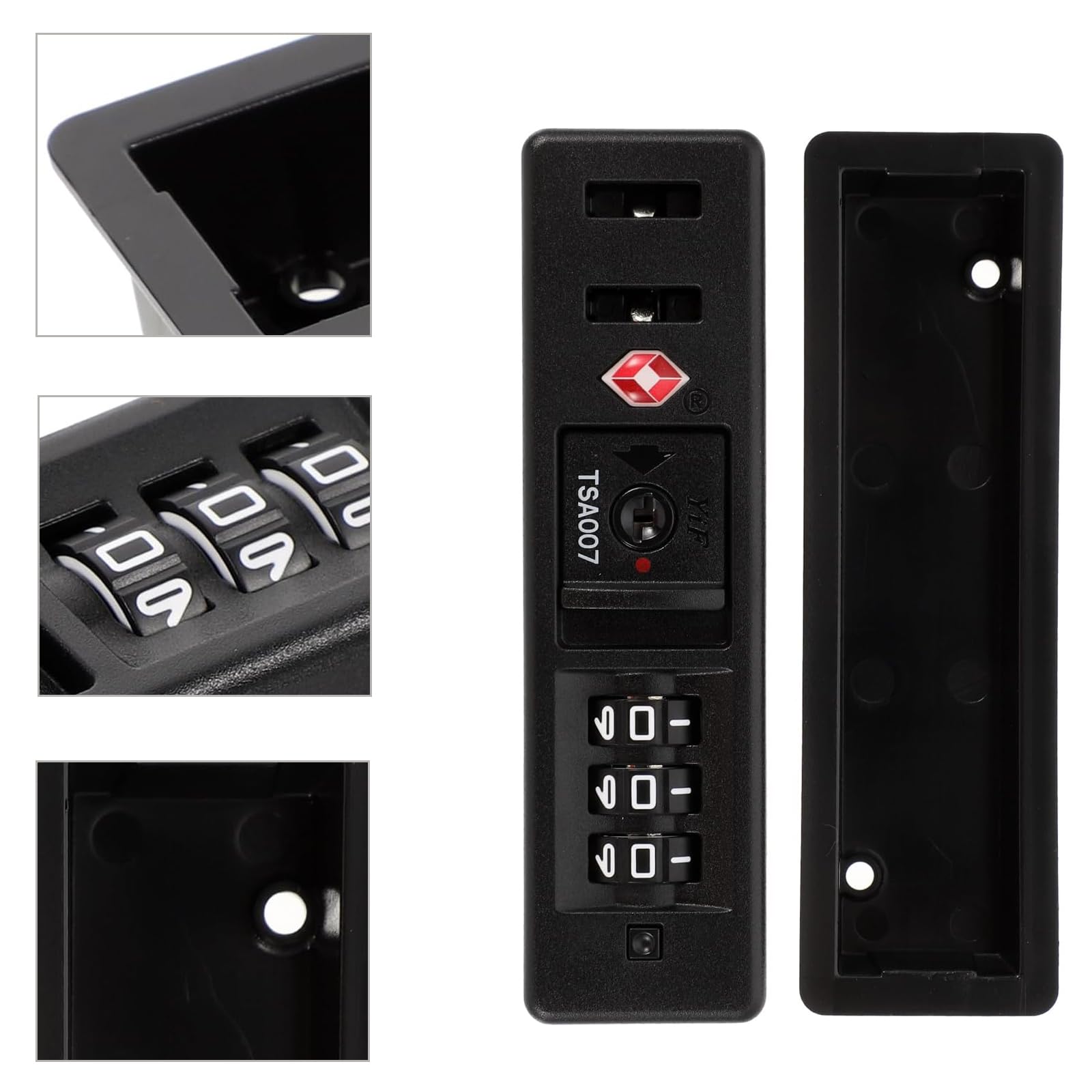 TSA zamek walizkowy z 3-cyfrową kombinacją cyfr, zamek bezpieczeństwa ze stopu cynku, 9,5 cm x 2,6 cm, czarny