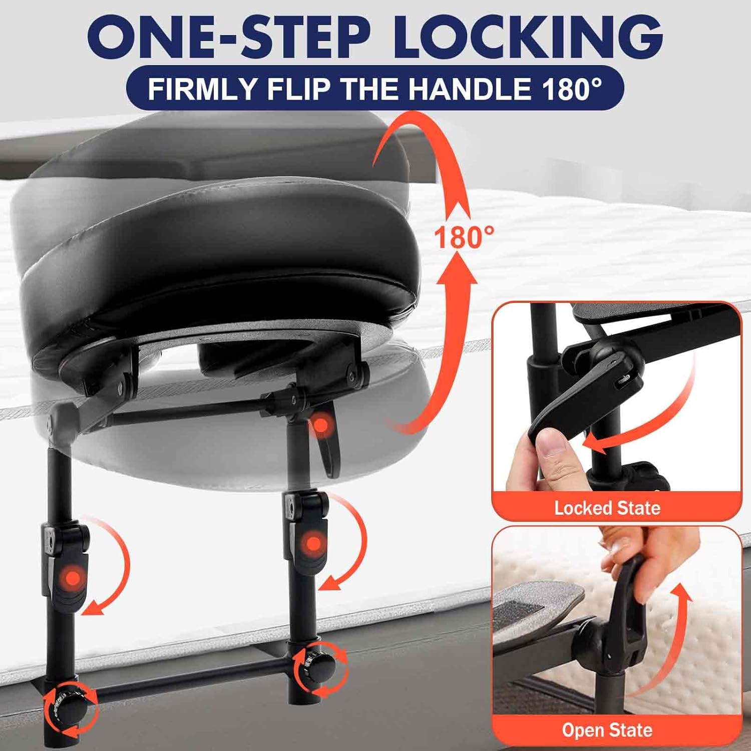 Massage Headrest for Bed, Massage Home Mattress Top Massage Bed Head Extension Kit, Adjustable Headrest Face Cushion Massage Table at Home, Face Down Pillow After Eye Surgery (Black)