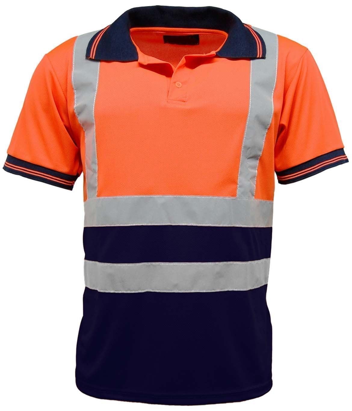 Stormway Men's Orange/Navy Hi-Vis Viz Visibility Safety Work Polo Shirt Hi Vis Polo Shirt (As8, Alpha, X_l, Regular, Regular, )