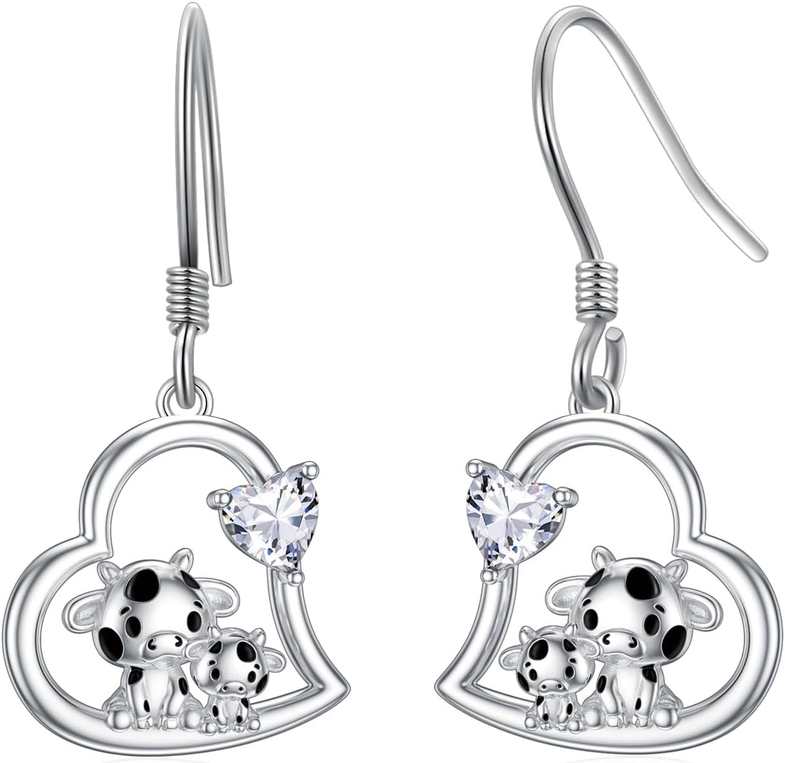 PROESS Father Daughter/Cow/Bee Sunflower Earrings for Women 925 Sterling Silver Drop Dangle Animal Earrings Jewelry Gifts