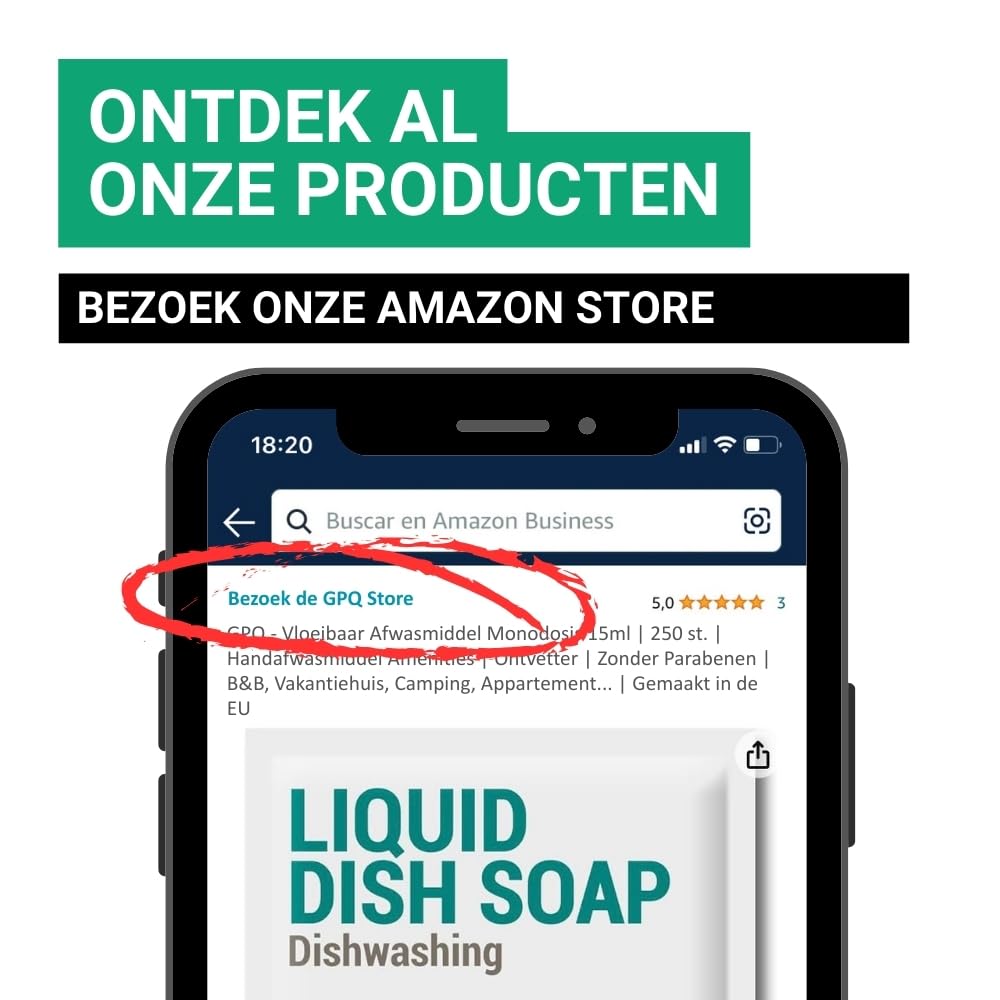 GPQ - Zmywarka jednorazowa Płyn | Ręczny detergent do mycia naczyń | Odtłuszczacz / Odtłuszczacz | 250 sztuk x 15 ml | Bez parabenów | Apartament Amenities Airbnb, Camping Wiejski, Podróżowanie