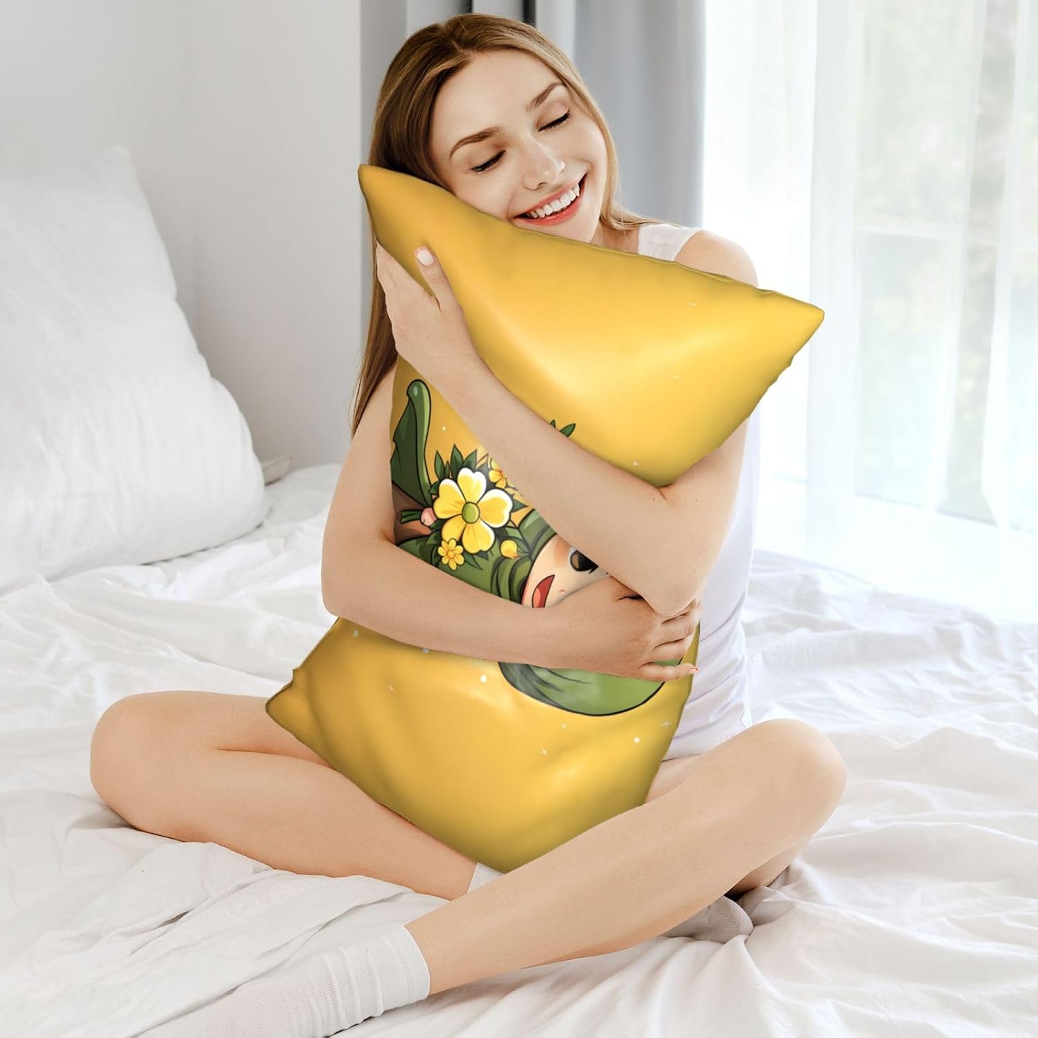 Queen Satin Pillowcases Set of 2, Cartoon Muslim Girl Pillow Cases for Hair and Skin, Soft Silk Pillow Cases Cover with Hidden Zipper, 20x30 Inches Pillow Covers for Sleeping Gift