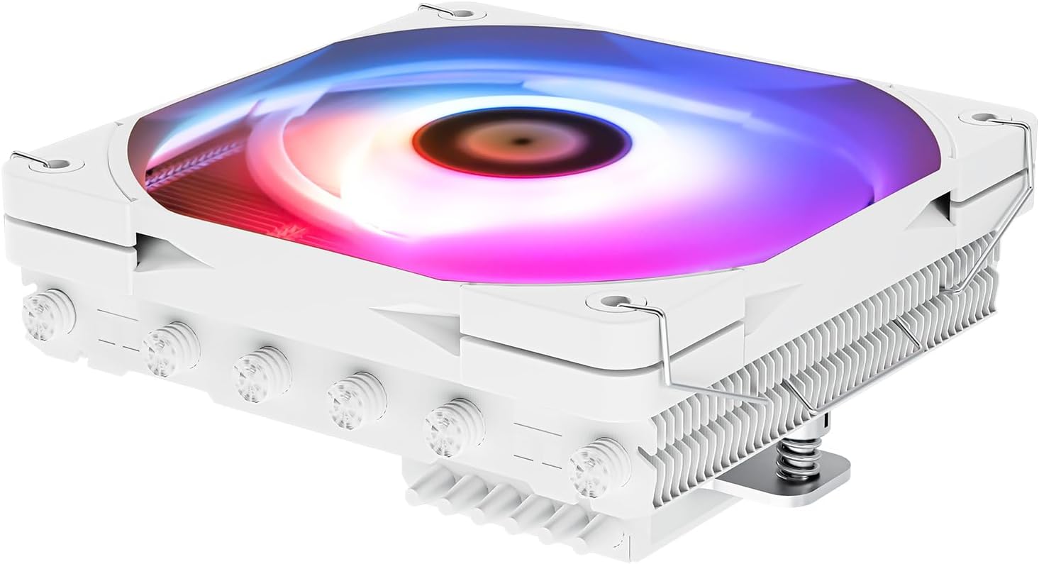 Thermalright AXP120-X67 White ARGB Low Profile CPU Air Cooler with Quite TL-C12015W-S PWM Fan, 6 Heat Pipes, 67mm Height, for AM4/ AM5/Intel LGA 1700/1851/1150/1151/1155/1156/1200/2011,5V ARGB Light