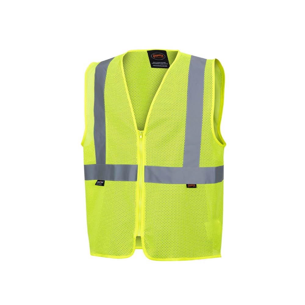 Pioneer Hi Vis Mesh Safety Vest – for Traffic & Public Workers – Cool & Lightweight – Class 2 – Reflective Tape – Yellow