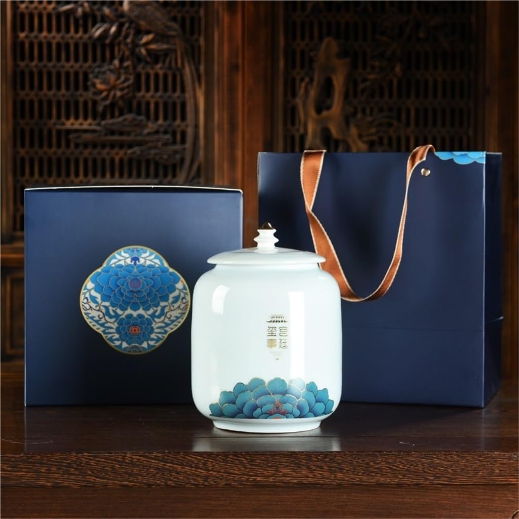HLTYGWX Teedose, große Tee-Vorratsdose, versiegeltes Keramikglas, Küchenarbeitsplatten-Glas-Set, chinesisches Retro-Tee-Set, einzelnes Glas, Geschenkbox-Set, Teedose (B)