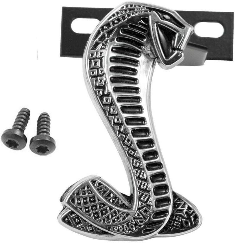 1994-2004 Mustang Cobra SVT Snake Chrome and Black Grill Grille Emblem with Bracket