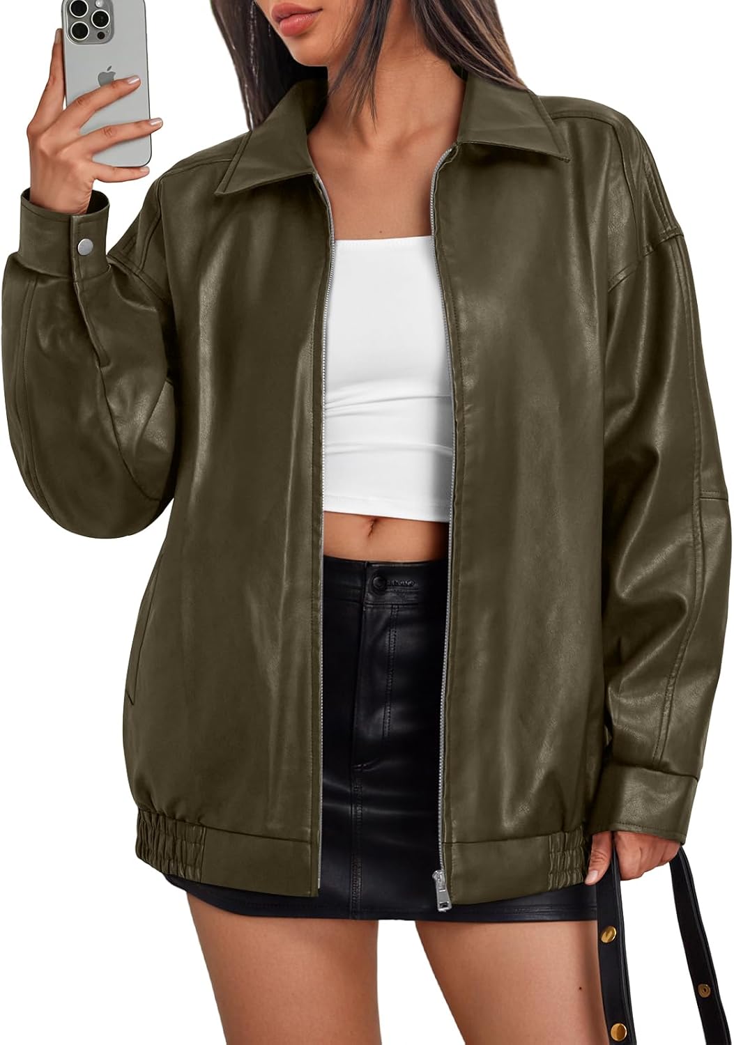 Trendy Queen Womens Leather Jackets Oversized Faux Motorcycle Plus Size Moto Biker Coat Fall Outfits Fashion Clothes 2025