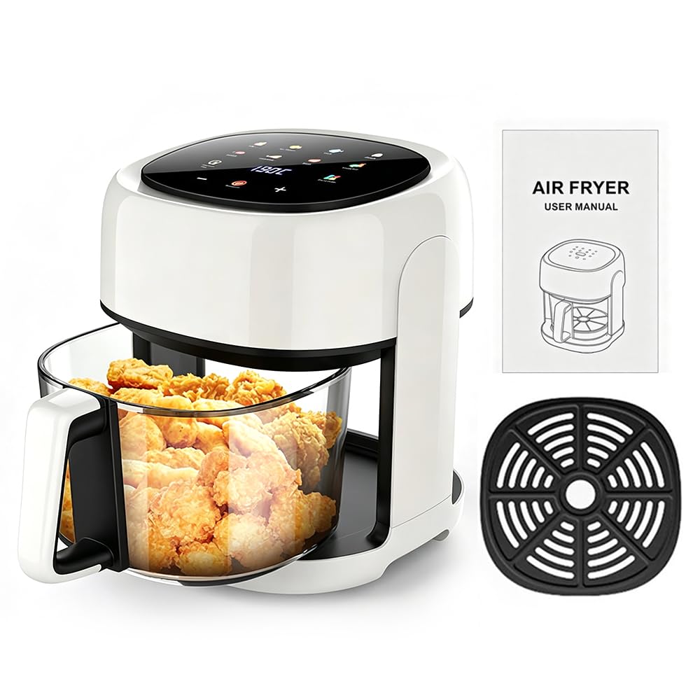 6L Air Fryer, 8 Presets, Digital Touchscreen, Rapid Air, Glass Basket