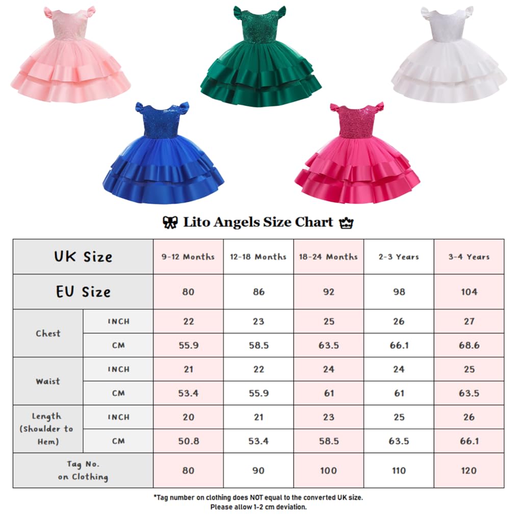 Lito Angels Vestido de Dama de Honor de Boda Ropa Navidad Fiesta Elegante con Diadema para Bebe y Niñas Pequeñas