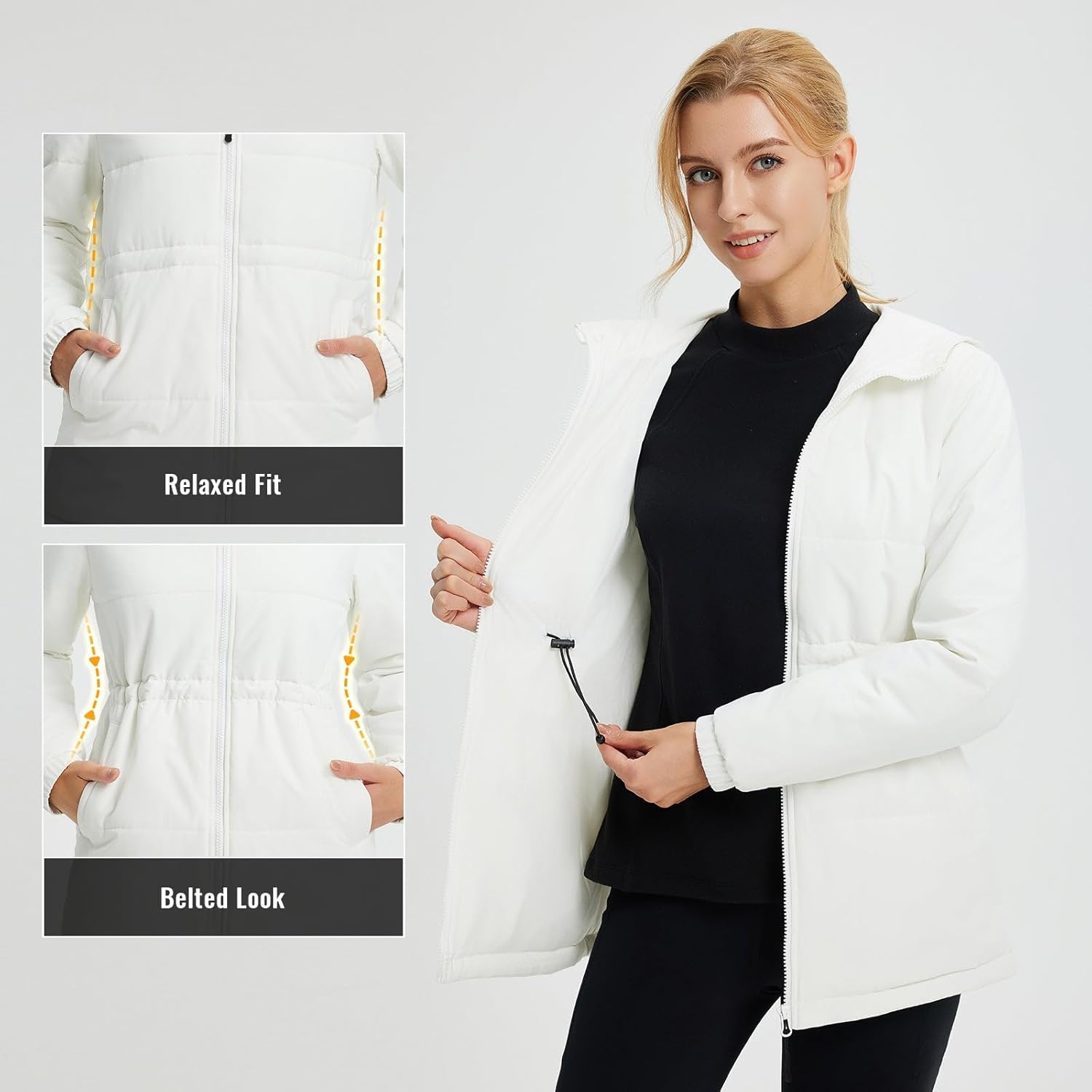 baleaf Women's Winter Coat Long Puffer Jacket Quilted Jackets with Hood Warm Running Insulated Hiking Snow - Image 3