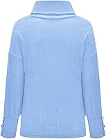 Vista 4 de Suéter de cuello redondo para mujer, manga larga de farol, bloque de color, a rayas, lindo suéter suelto de punto gofre, suéter de punto