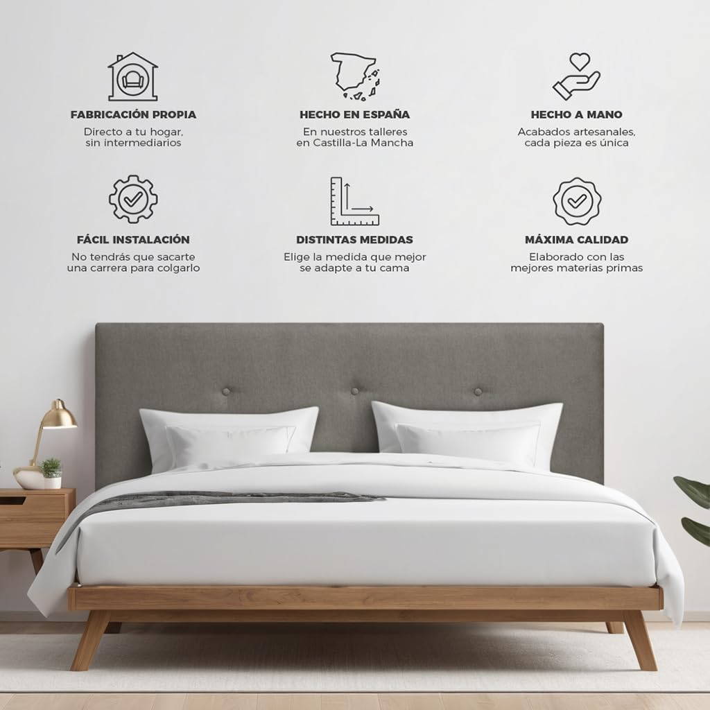 SUENOSZZZ-ESPECIALISTAS DEL DESCANSO Cabecero de Cama Bruselas tapizado en Tela para Camas de 80 (90 x 120 cm) Tela Beige