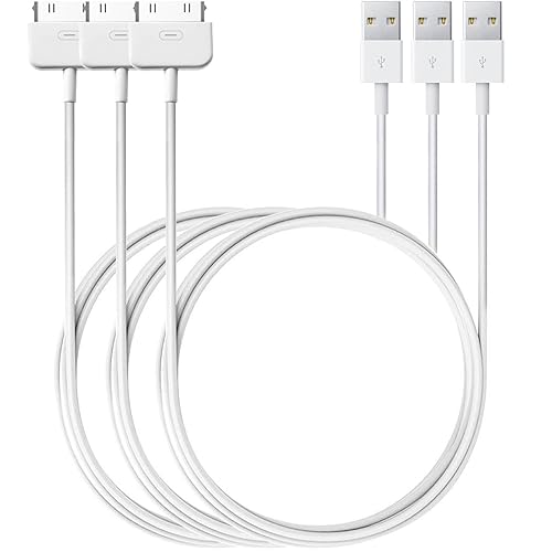 Cbiumpro Cable de carga de 30 pines a USB (paquete de 3 unidades de 3.3 pies), cable de carga rápida y sincronización compatible con Apple iPhone 4S