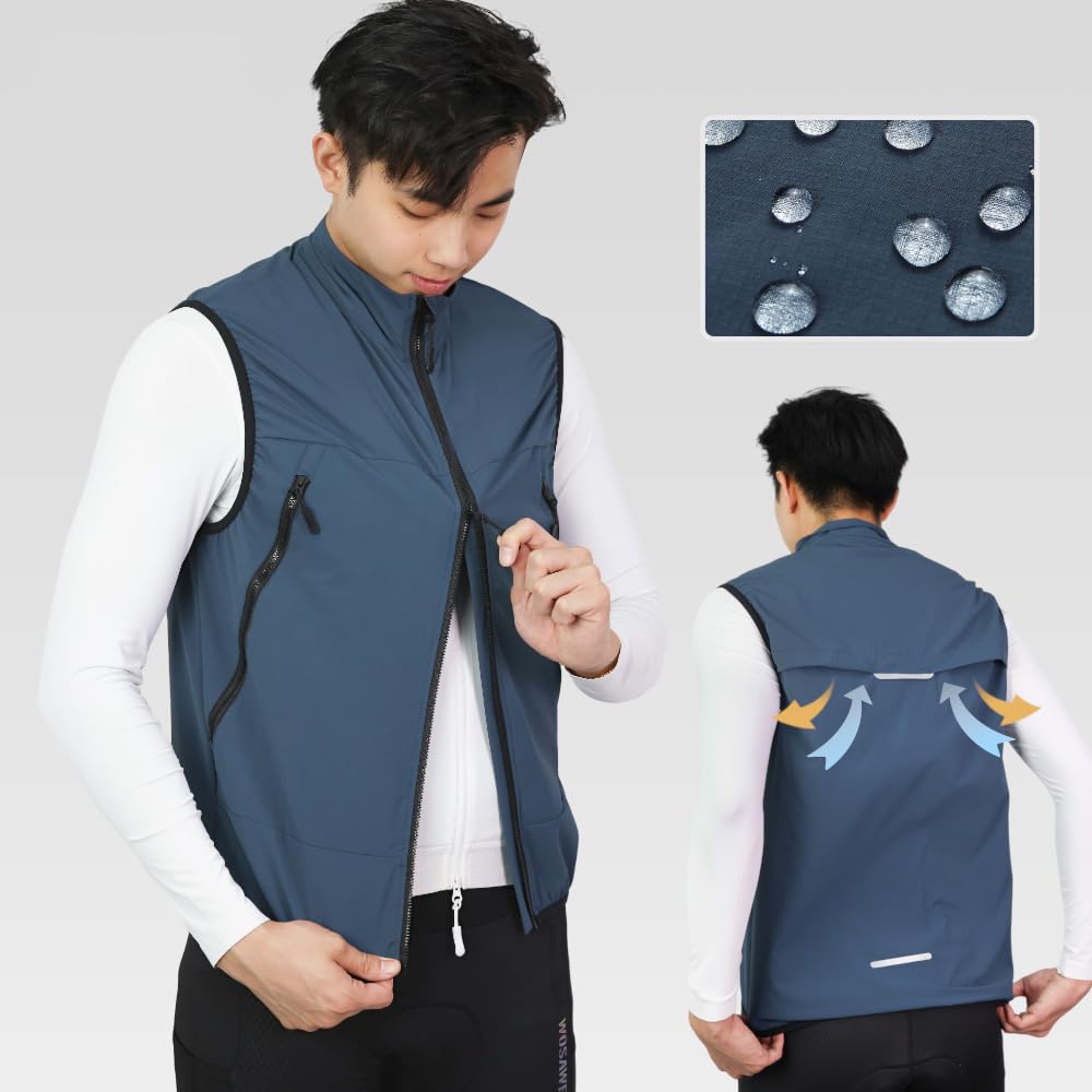 Reflectante Softshell Chaleco De Ciclismo, Hombres Mujeres Impermeable Verano Correr Chaleco De Ciclismo Ligero Sin Mangas, Transpirable Cortavientos Chaleco Deportivo Para Correr
