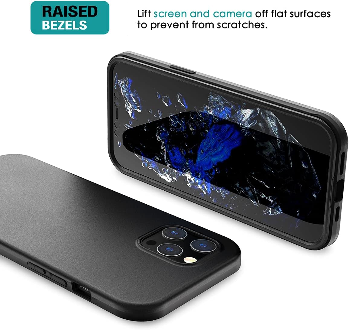SURITCH Compatible with iPhone 12 Pro Max Case (2020),[Built-in Screen Protector] Full-Body Protection Shockproof Rugged Bumper Silicone Slim Protective Cover for iPhone 12 Pro Max 6.7 Inch-Black