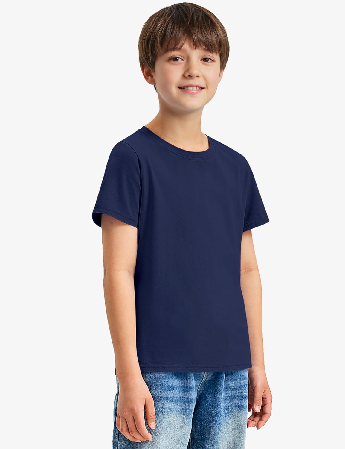 BOOPH 4 Pack Boys Shirts Kids Tshirts Toddler Short Sleeve T-Shirts Basic Crew Neck Tops Cotton Summer Uniform Clothes - Image 2