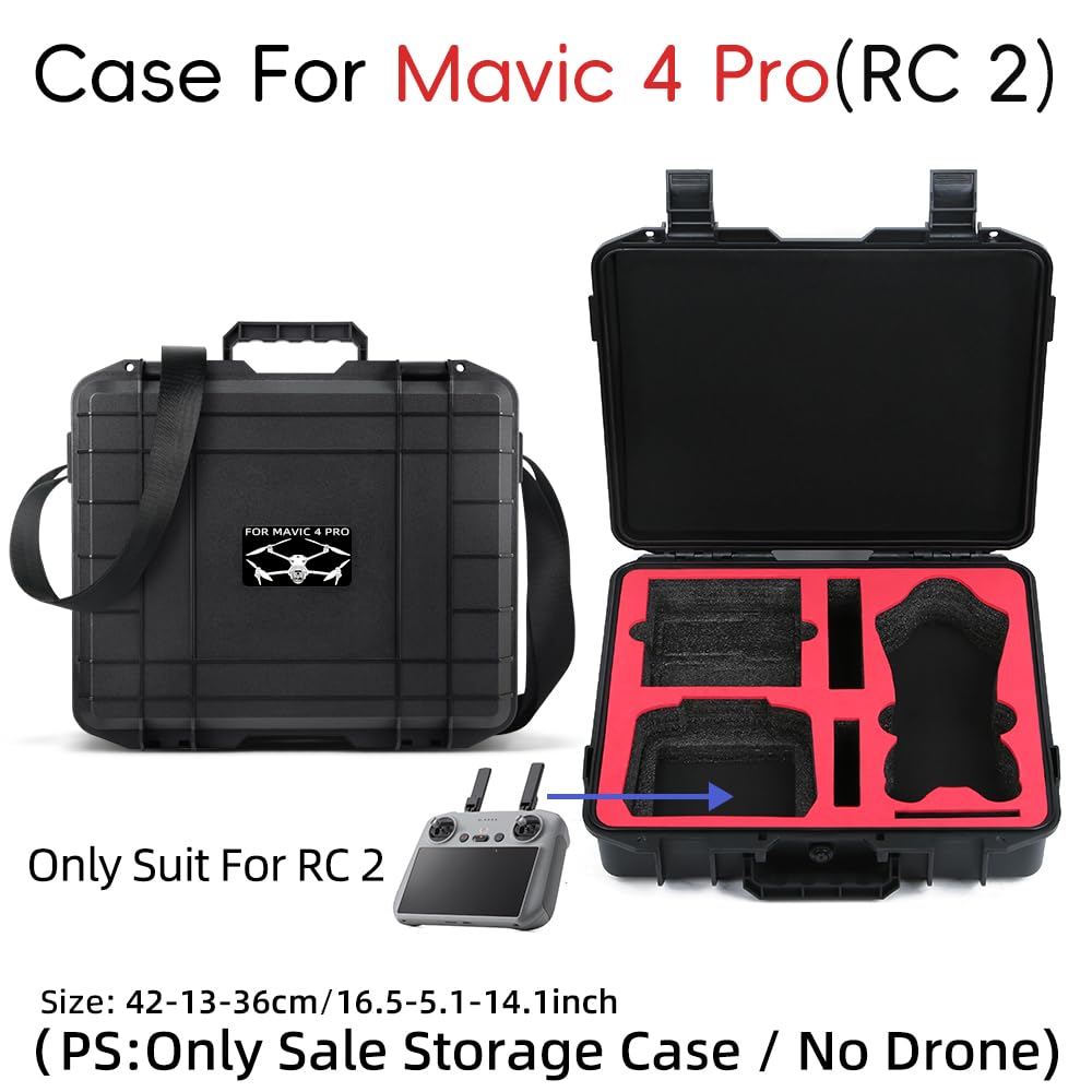 JOYSOG Funda rígida para dron Mavic 4 Pro, control remoto de pantalla, batería, cargador Hub Fly More Combo caja protectora, Funda para mando a distancia RC2, Funda