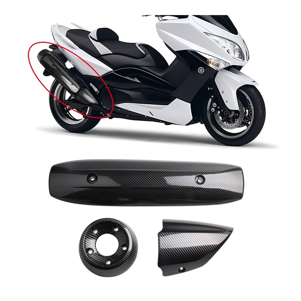 Protector Tubo Escape para TMAX500 TMAX 500 2008-2011 Cubierta De Silenciador De Motocicleta Fibra De Carbono Tubo De Escape Protector De Calor Cubierta Protectora De Escape