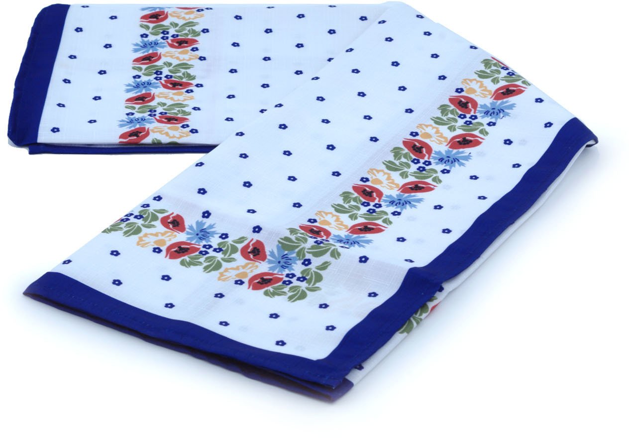 Polmedia Polish Pottery29" Square Stain Resistant Tablecloth (75 x 75 cm) Signature UNIKAT in Flower Garden Design Made in Poland