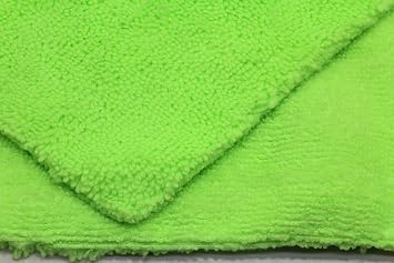 Autofiber [Elite] Edgeless Two-Pile Microfiber Detailing Towel (16x16) Green - 10 Pack | All-Purpose Detail Rag | High-Pile, Low-Pile | Interior Towel